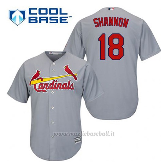 Maglia Baseball Uomo St. Louis Cardinals Mike Shannon 18 Grigio Cool Base